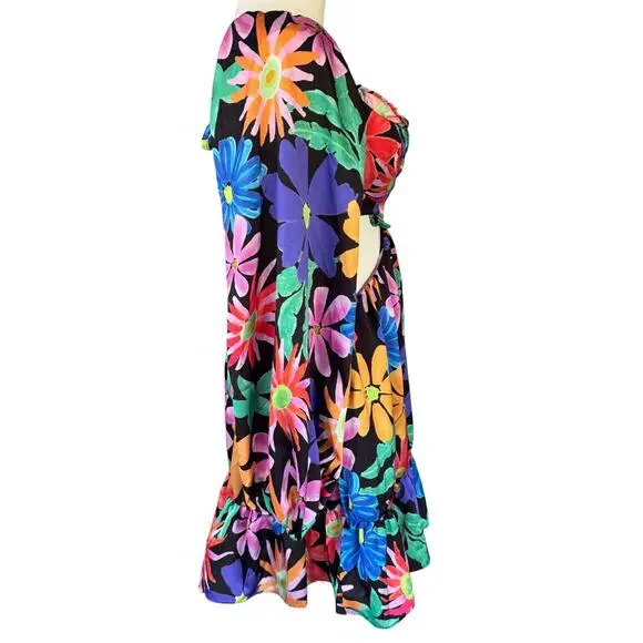 PatBo Aster Long Sleeve Cut-Out Mini Dress Floral Print Size 2 - Picture 6 of 9